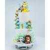 Colorful kids birthday cake with jungle animals theme made in Melbourne