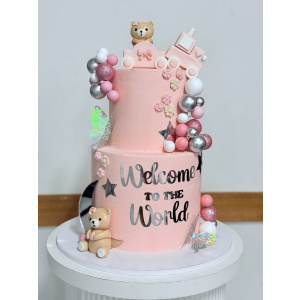pink teddy birthday cake