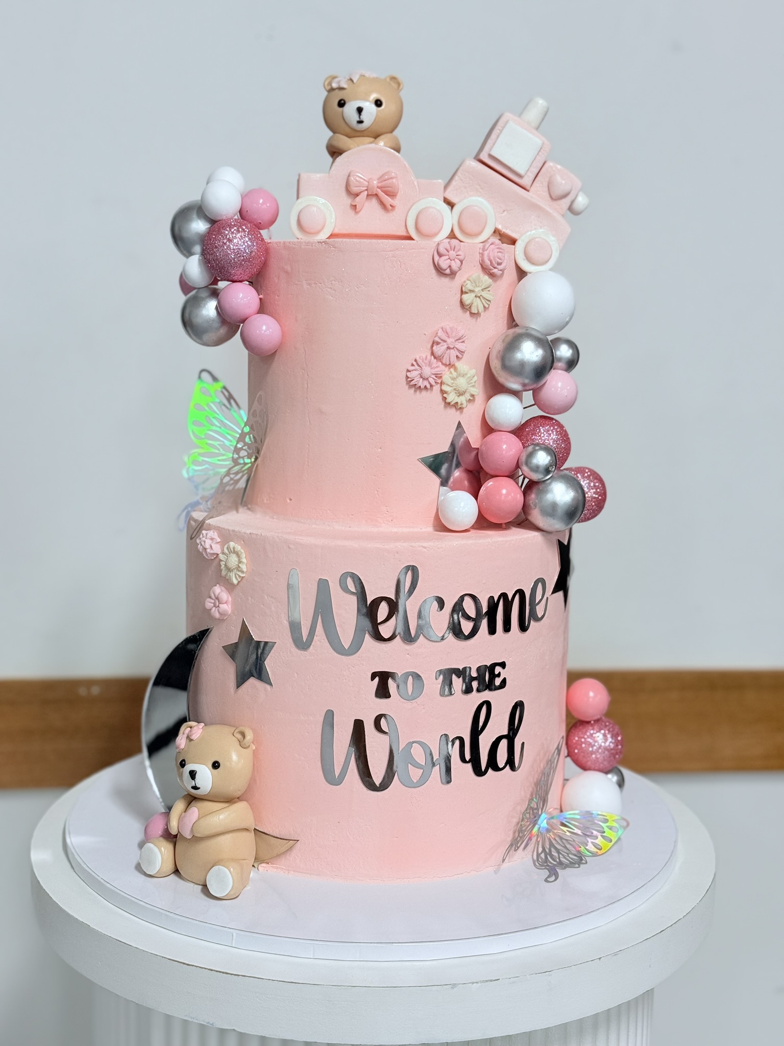 pink teddy birthday cake